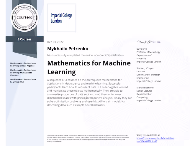 Mathematics for Machine Learning